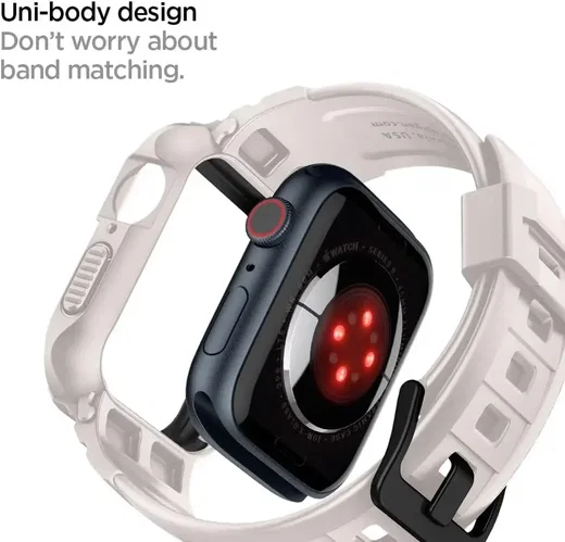 Spigen Rugged Armor Pro - Apple Watch 45MM / 44MM Hoesje en Bandje - Beige afbeelding 3