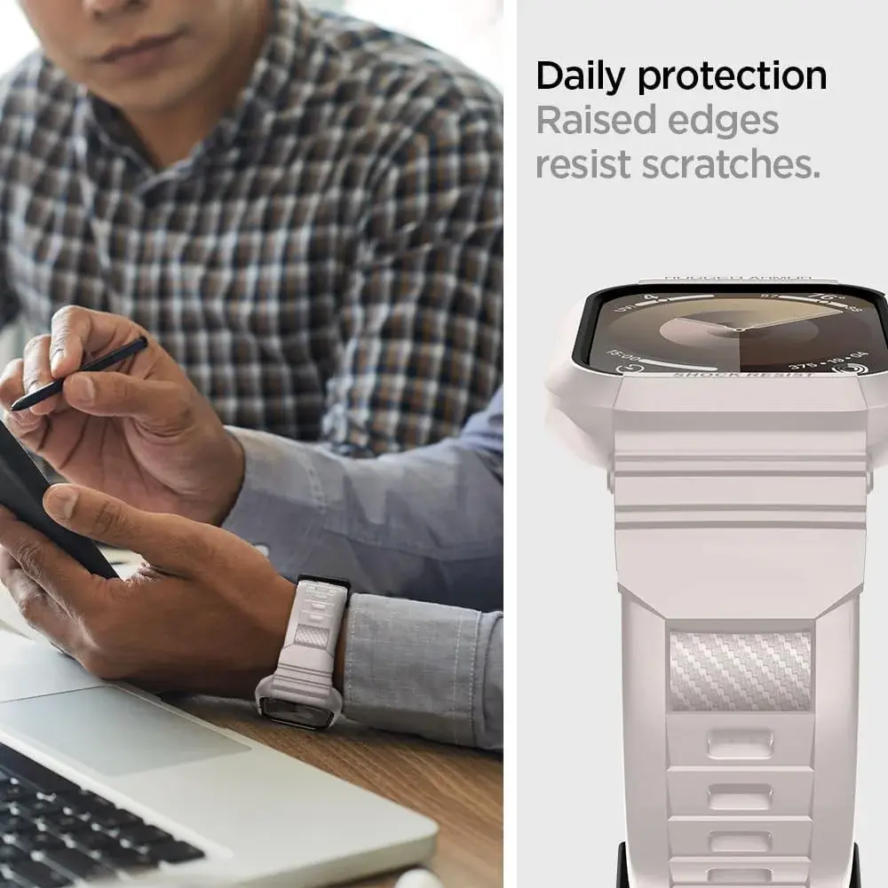 Spigen Rugged Armor Pro - Apple Watch 45MM / 44MM Hoesje en Bandje - Beige afbeelding 6