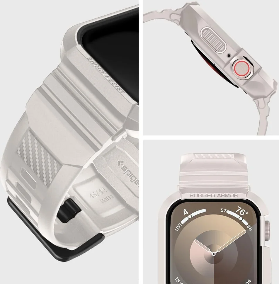 Spigen Rugged Armor Pro - Apple Watch 45MM / 44MM Hoesje en Bandje - Beige afbeelding 8