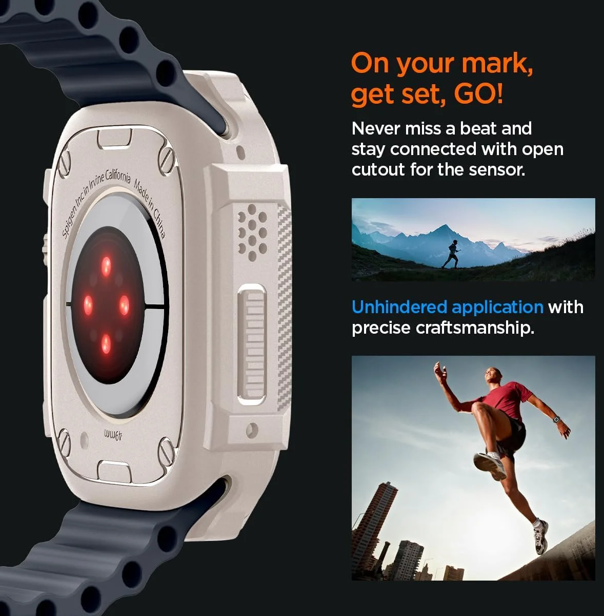 Spigen Rugged Armor - Apple Watch Ultra 3/2/1 Hoesje - Bumper Case Beige afbeelding 4