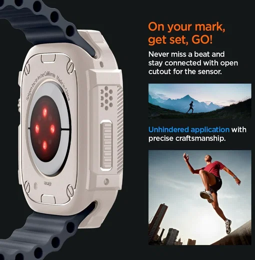 Spigen Rugged Armor - Apple Watch Ultra 3/2/1 Hoesje - Bumper Case Beige afbeelding 4
