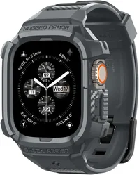 Spigen Rugged Armor - Apple Watch Ultra 3/2/1 - Hoesje en Bandje - Grijs afbeelding