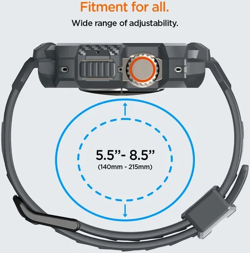 Spigen Rugged Armor - Apple Watch Ultra 3/2/1 - Hoesje en Bandje - Grijs afbeelding 9