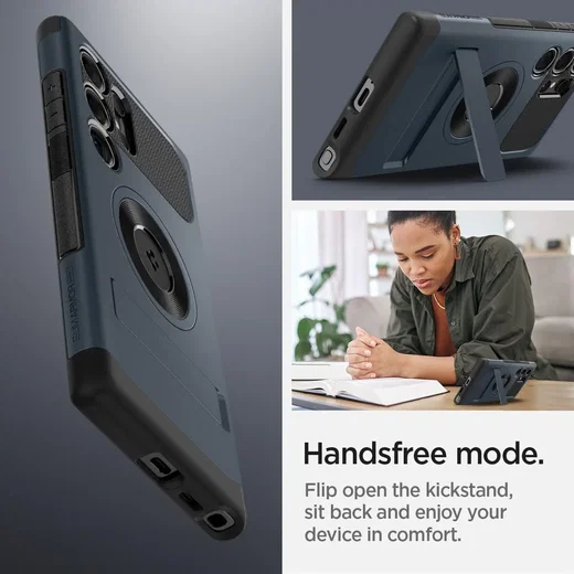 Spigen Slim Armor Samsung Galaxy S24 Ultra Hoesje MagSafe Metal Slate afbeelding 5