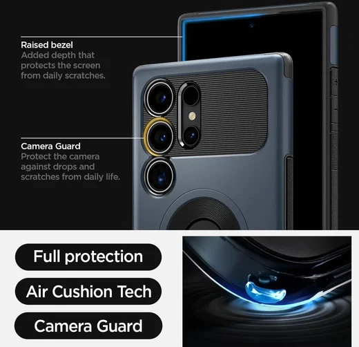 Spigen Slim Armor Samsung Galaxy S24 Ultra Hoesje MagSafe Metal Slate afbeelding 6