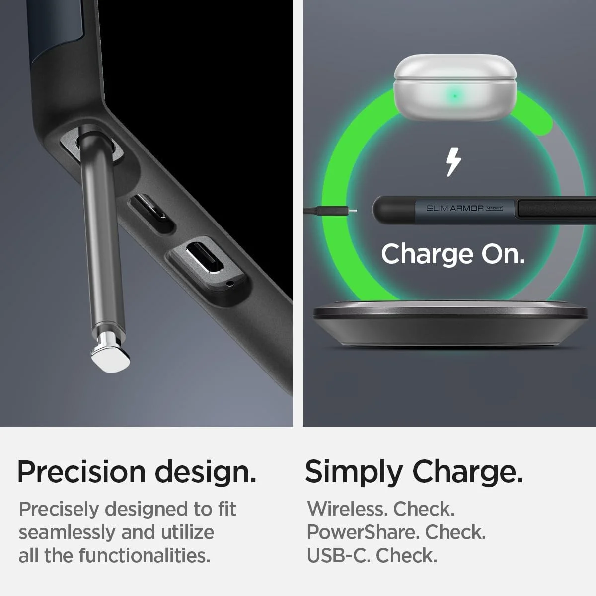 Spigen Slim Armor Samsung Galaxy S24 Ultra Hoesje MagSafe Metal Slate afbeelding 7