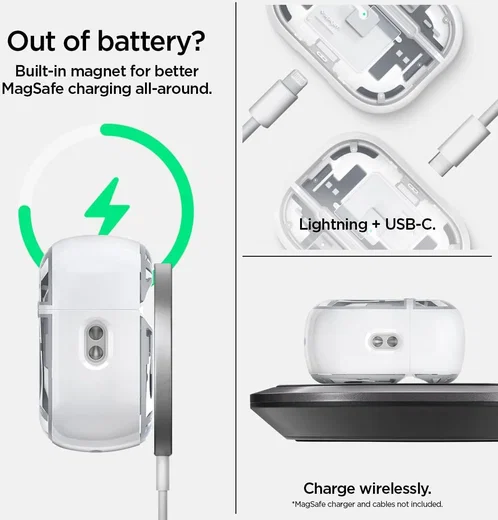 Spigen Ultra Hybrid MagFit AirPods Pro 1/2 Hoesje Zero One Wit afbeelding 5
