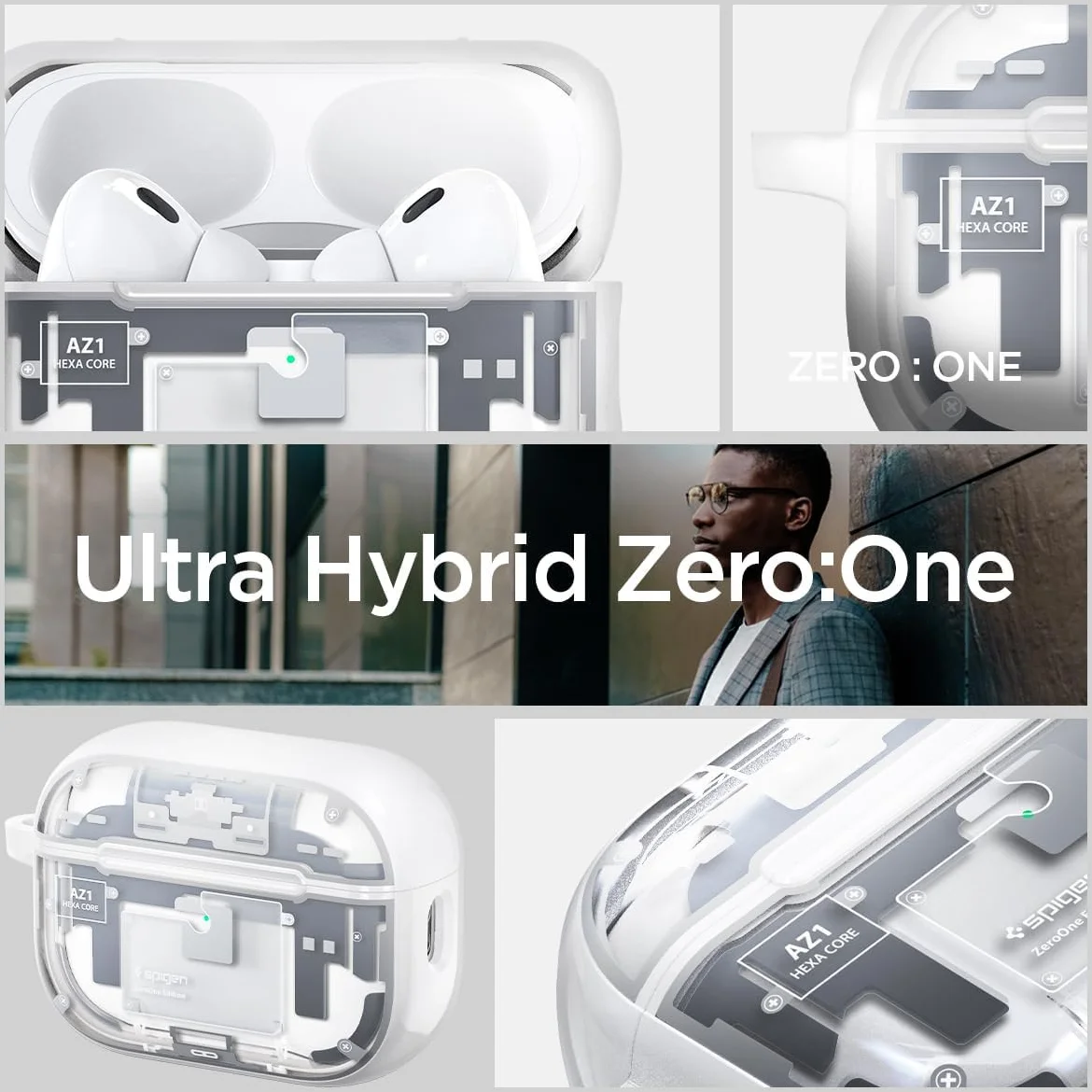 Spigen Ultra Hybrid MagFit AirPods Pro 1/2 Hoesje Zero One Wit afbeelding 8