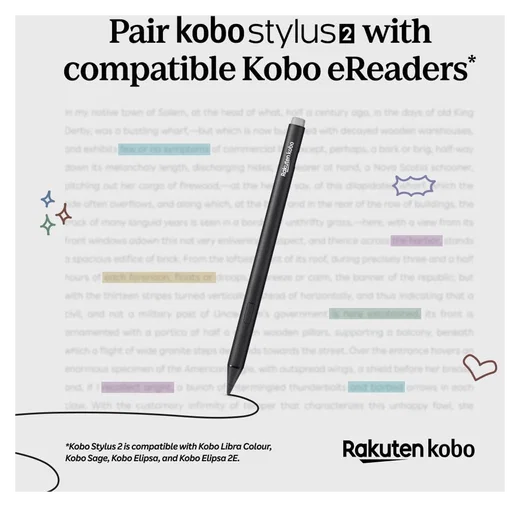 Kobo Stylus 2 Stylus Pen Geschikt voor Kobo E-Readers met USB-C poort Zwart afbeelding 3
