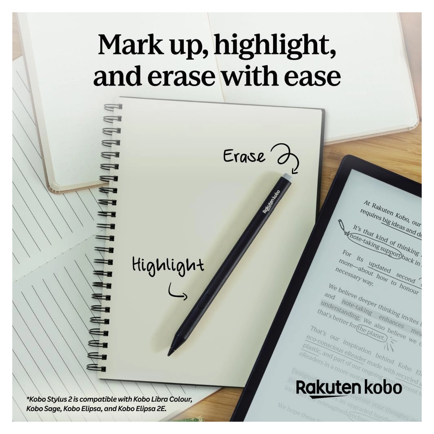 Kobo Stylus 2 Stylus Pen Geschikt voor Kobo E-Readers met USB-C poort Zwart afbeelding 5