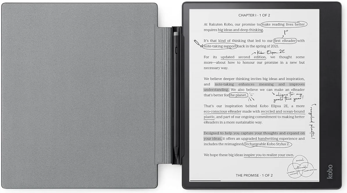 Origineel Kobo Elipsa 2E Hoes SleepCover Book Case met Standaard Zwart afbeelding 2