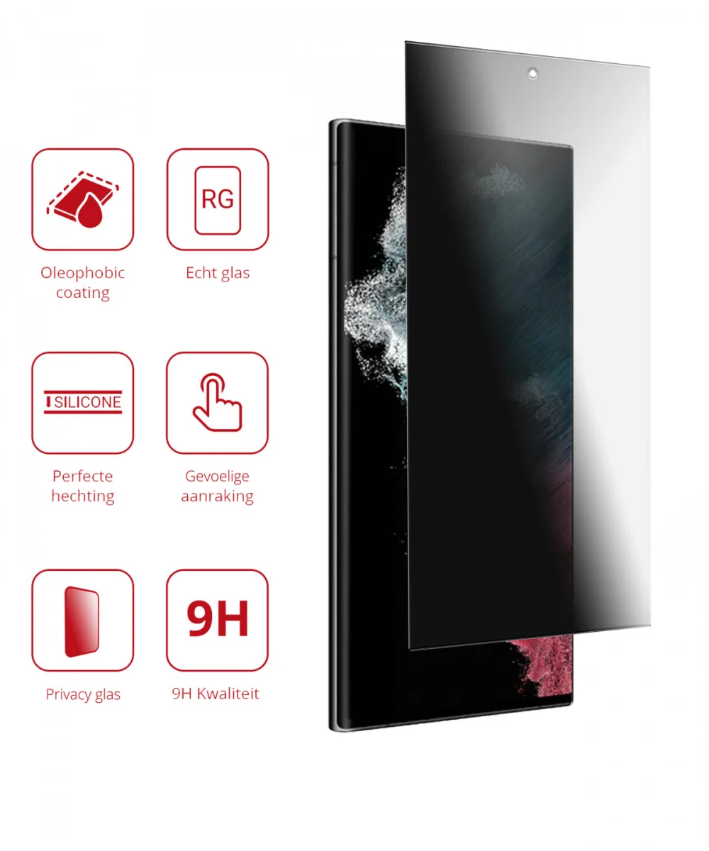 Rosso Samsung Galaxy S22 Ultra Tempered Glass Screen Protector Privacy afbeelding 2