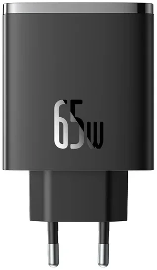 Baseus Cube Pro Trio Power Adapter 2x USB-C / USB-A 65W Zwart afbeelding 2