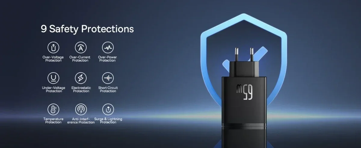 Baseus Cube Pro Trio Power Adapter 2x USB-C / USB-A 65W Wit afbeelding 12