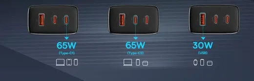 Baseus Cube Pro Trio Power Adapter 2x USB-C / USB-A 65W Wit afbeelding 14