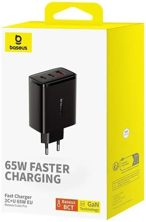 Baseus Cube Pro Trio Power Adapter 2x USB-C / USB-A 65W Wit afbeelding 18