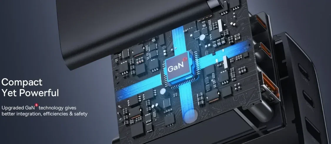 Baseus Cube Pro Trio Power Adapter 2x USB-C / USB-A 65W Wit afbeelding 7