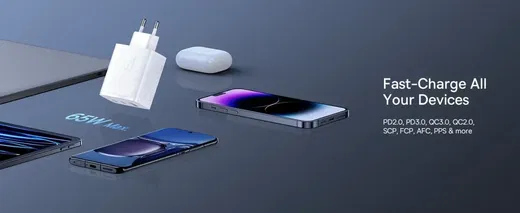 Baseus Cube Pro Trio Power Adapter 2x USB-C / USB-A 65W Wit afbeelding 8