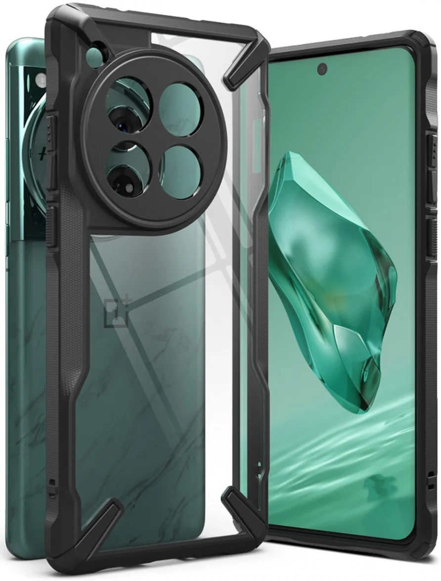 Ringke Fusion X OnePlus 12 Hoesje Back Cover Transparant Zwart afbeelding 1