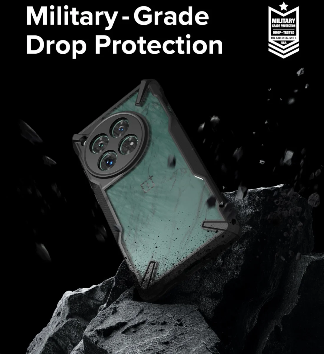 Ringke Fusion X OnePlus 12 Hoesje Back Cover Transparant Zwart afbeelding 3