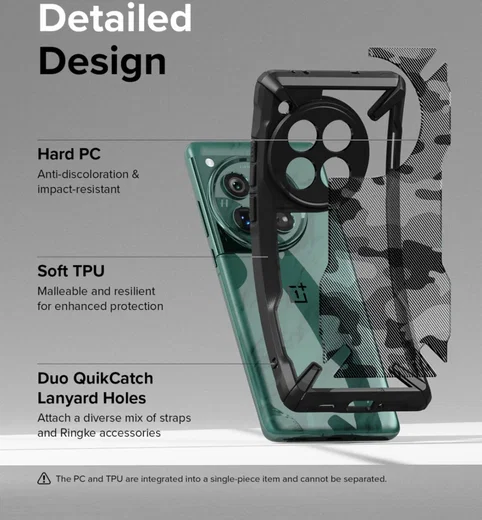 Ringke Fusion X OnePlus 12 Hoesje Back Cover Camo Zwart afbeelding 4