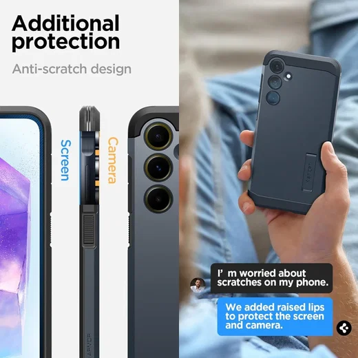 Spigen Tough Armor Samsung Galaxy A55 Hoesje Back Cover Metal Slate afbeelding 3