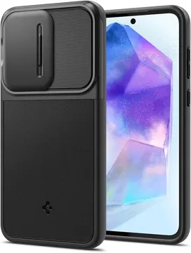 Spigen Optik Armor Samsung Galaxy A55 Hoesje Camera Slider Zwart