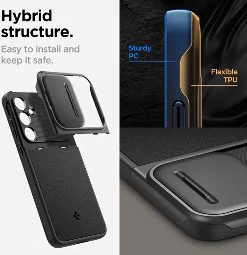 Spigen Optik Armor Samsung Galaxy A55 Hoesje Camera Slider Zwart afbeelding 2