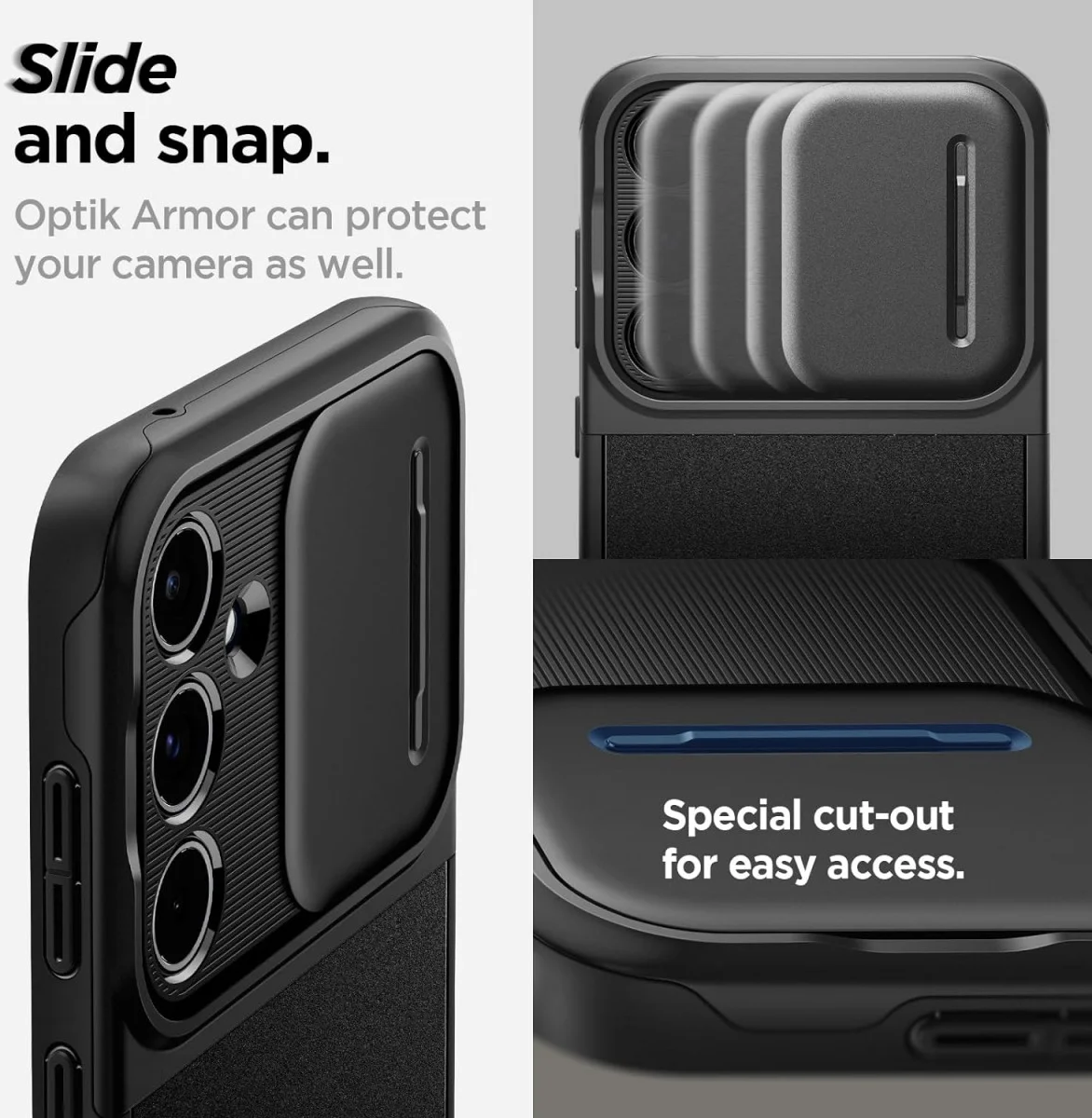 Spigen Optik Armor Samsung Galaxy A55 Hoesje Camera Slider Zwart afbeelding 3