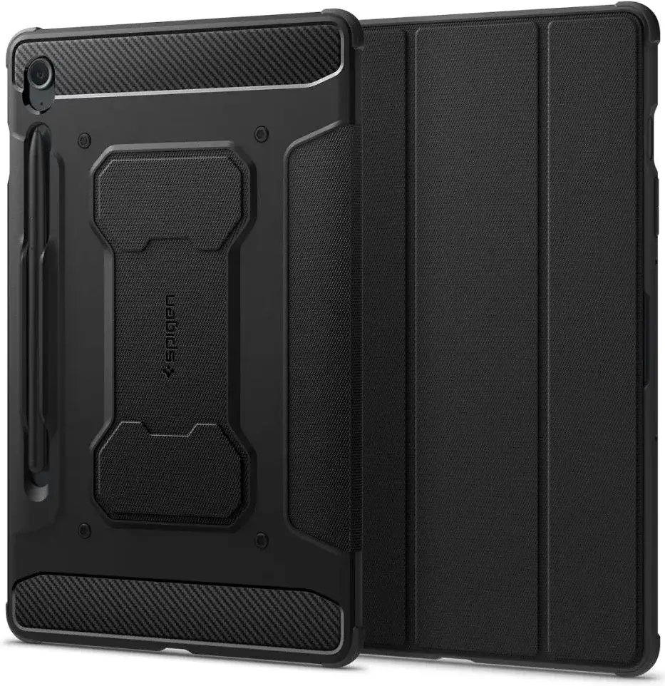 Spigen Rugged Armor Samsung Tab S10 Lite / S10 FE / S9 (FE) Hoes Book Case Zwart afbeelding 10