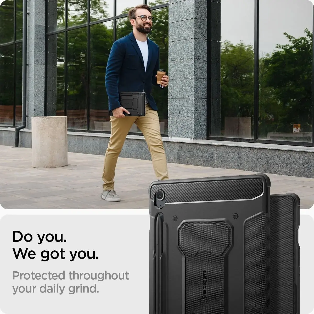 Spigen Rugged Armor Samsung Tab S10 Lite / S10 FE / S9 (FE) Hoes Book Case Zwart afbeelding 7
