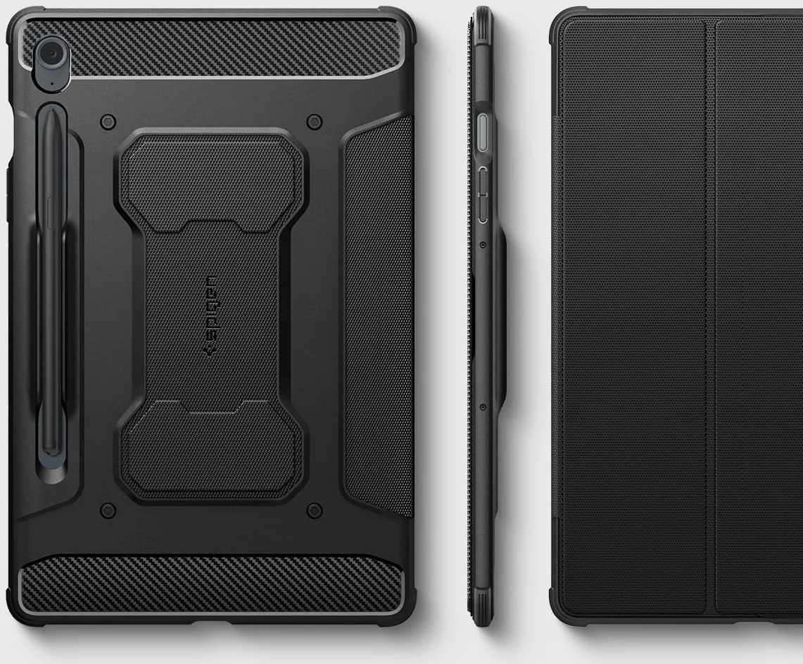 Spigen Rugged Armor Samsung Tab S10 Lite / S10 FE / S9 (FE) Hoes Book Case Zwart afbeelding 8