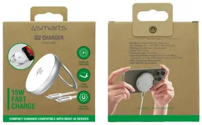 4Smarts Qi2 Draadloze MagSafe Oplader met Kickstand 15W Zilver / Wit afbeelding 5