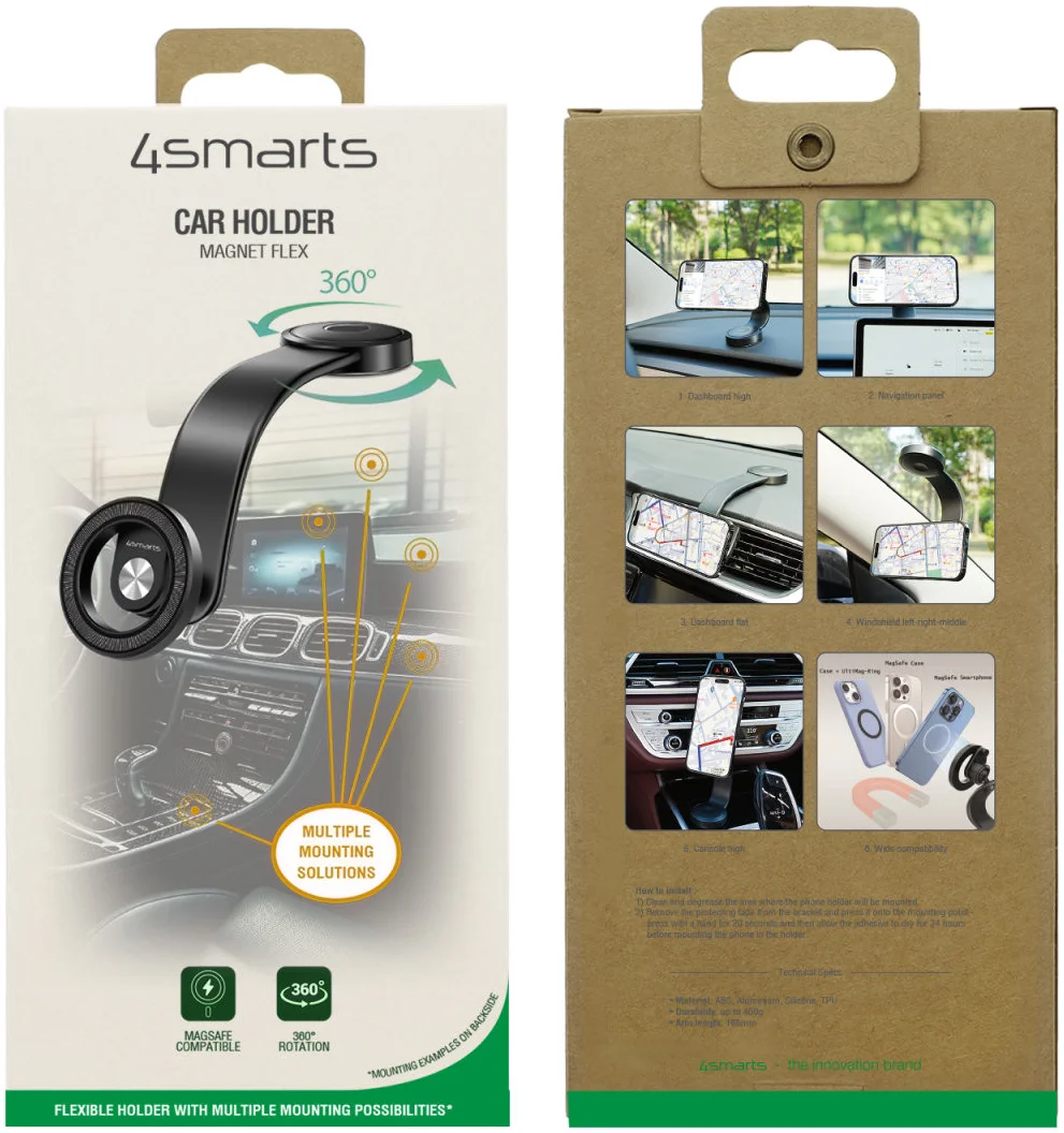 4smarts Magnet Flex Magnetische MagSafe Telefoonhouder Auto Zwart afbeelding 7