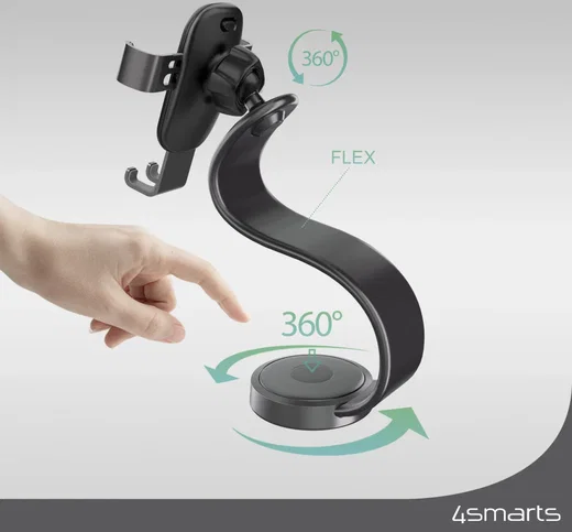 4smarts Dashboard/Raam Telefoonhouder 360° Verstelbaar Zwart afbeelding 3