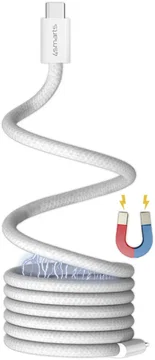 4smarts USB-C naar USB-C Magnetische Oplaadkabel 100W RollUp 1.5M Wit