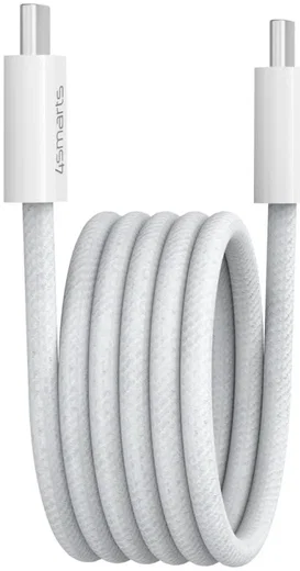 4smarts USB-C naar USB-C Magnetische Oplaadkabel 100W RollUp 1.5M Wit afbeelding 2