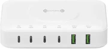 4smarts 100W 7-in-1 GaN Oplaadstation met Draadloos Opladen Wit