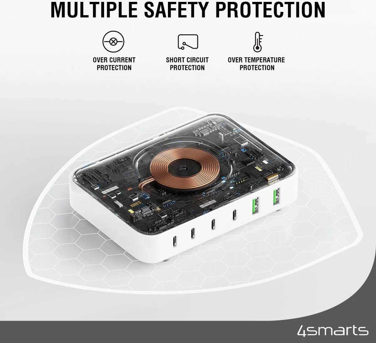 4smarts 100W 7-in-1 GaN Oplaadstation met Draadloos Opladen Wit afbeelding 5