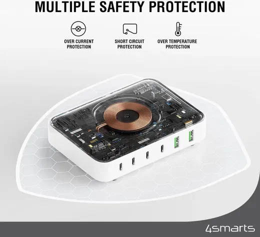 4smarts 100W 7-in-1 GaN Oplaadstation met Draadloos Opladen Wit afbeelding 5