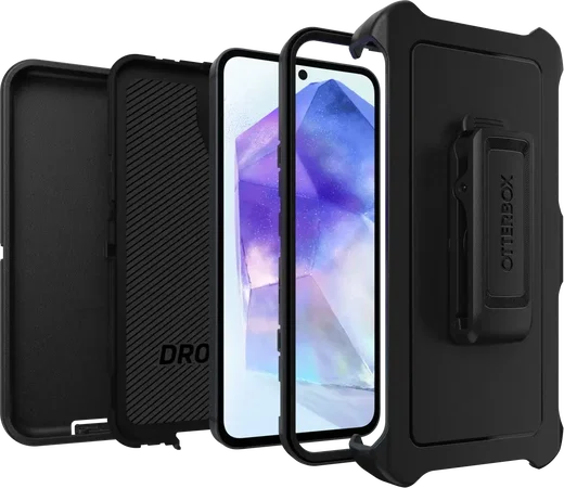 OtterBox Defender Samsung Galaxy A55 Hoesje Back Cover Zwart afbeelding 2