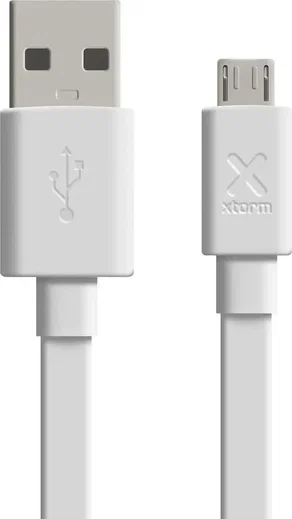 Xtorm Flat USB-A naar Micro-USB Kabel Plat Silicone Design 1 Meter Wit afbeelding 1
