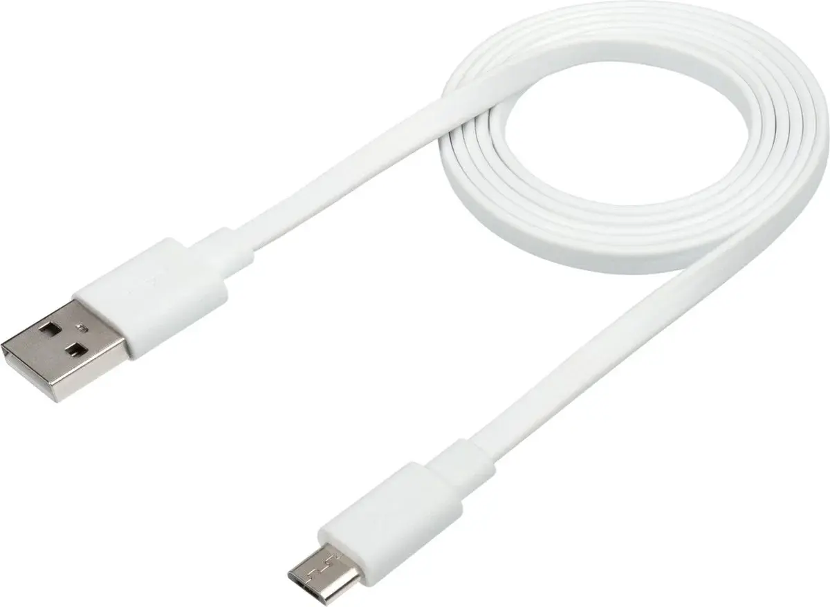 Xtorm Flat USB-A naar Micro-USB Kabel Plat Silicone Design 1 Meter Wit afbeelding 2