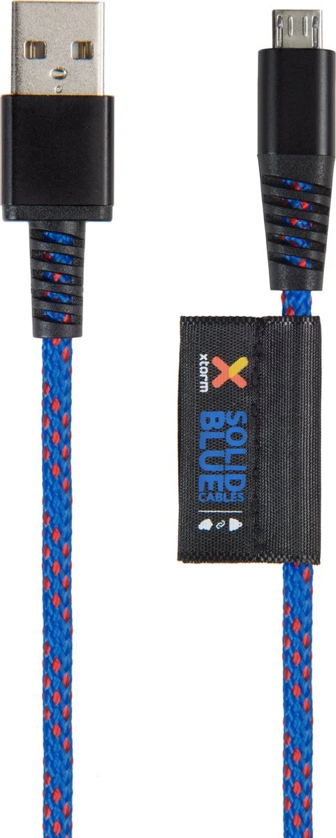 Xtorm Solid Blue USB naar Micro USB Gewoven Kabel 1M Blauw afbeelding 1