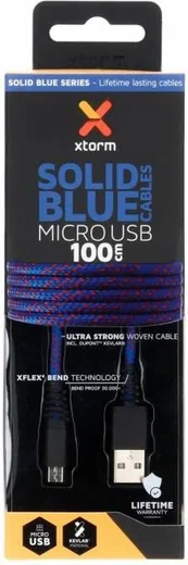 Xtorm Solid Blue USB naar Micro USB Gewoven Kabel 1M Blauw afbeelding 7
