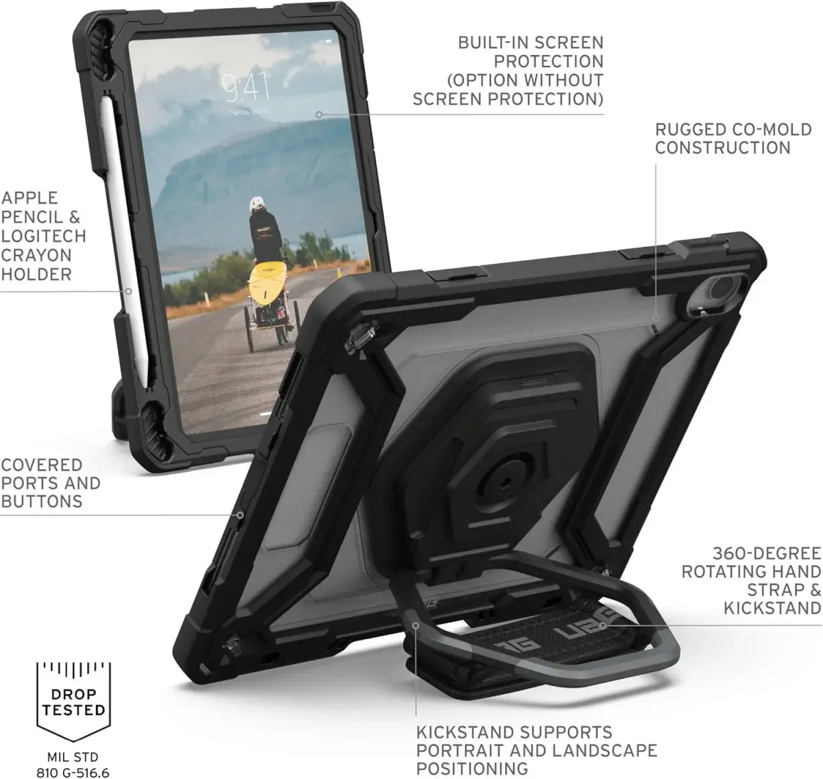 UAG Plasma iPad 11 (2025)/10.9 (2022) Hoes met Ingebouwde Screen Protector Zwart afbeelding 3