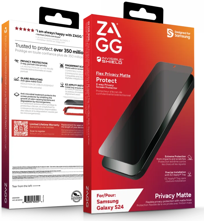 ZAGG InvisibleShield Flex Privacy Samsung Galaxy S24 Screen Protector afbeelding 11