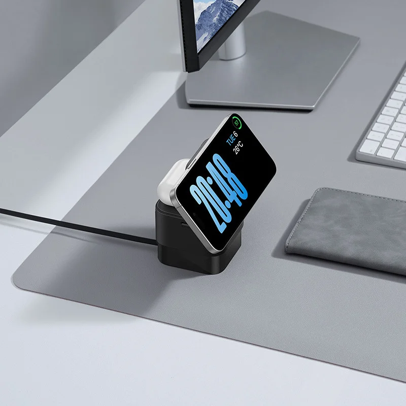 Baseus MagPro 2-in-1 Draadloze MagSafe Oplader iPhone/AirPods 25W Zwart afbeelding 10