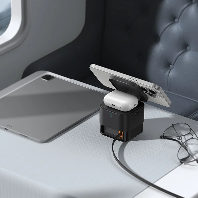 Baseus MagPro 2-in-1 Draadloze MagSafe Oplader iPhone/AirPods 25W Zwart afbeelding 9