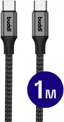 Buddi Flex USB-C naar USB-C Kabel 60W Fast Charge 1M Zwart afbeelding
